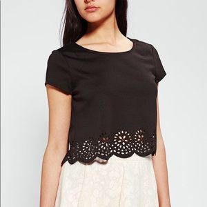 Black Crop Top with Eyelet Detailing